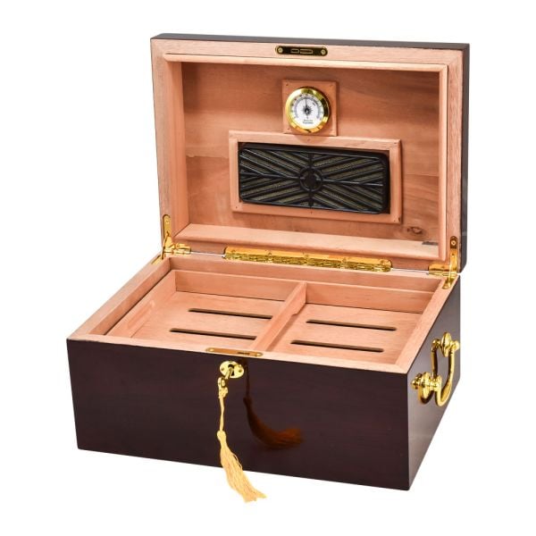 Deauville 100 Cigar High Gloss Humidor With Tobacco Lea