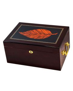 Deauville 100 Cigar High Gloss Humidor With Tobacco Leaf