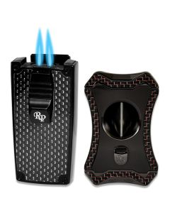 Rocky Patel Nero Lighter and Viper V Cutter Set Black and Red