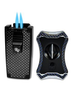 Rocky Patel Nero Lighter and Viper V Cutter Set Black and Blue
