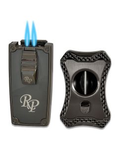 Rocky Patel Nero Lighter and Viper V Cutter Set Gunmetal Black and Silver