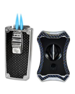 Rocky Patel Nero Lighter and Viper V Cutter Set Silver and Blue