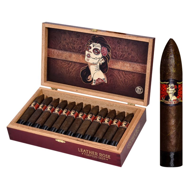 ローズマリー・バレー　デコパージュ　シャドウボックス　美品　英国製 Deadwood by Drew Estate Leather Rose Torpedo Maduro - Mike's Cigars