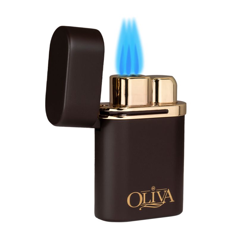 Oliva Table Lighter Triple Torch Brown