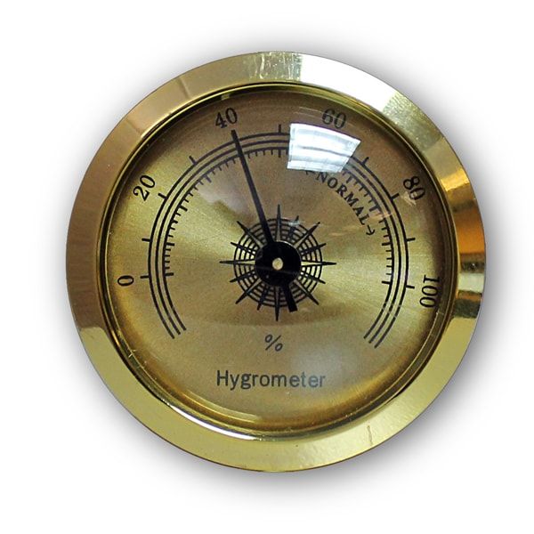 50MM Gold Frame Analog Hygrometer For Cigar Humidor Replacement NEW