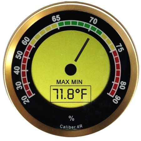 Medium Round Analog Hygrometer Humidity Gauge for Humidors - Color: Gold