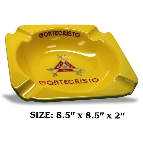 Montecristo Ceramic Ashtray Yellow - Mike's Cigars