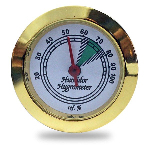 Medium Round Analog Hygrometer Humidity Gauge for Humidors - Color: Gold