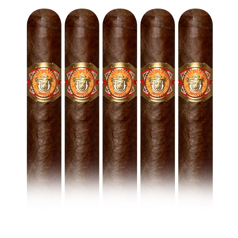 Add an El Rey Del Mundo 5 pack ($37.50 value) for only $1.99 with box purchase of participating brands of El Rey Del Mundo 
*boxes 20 cigars or more, while supplies last