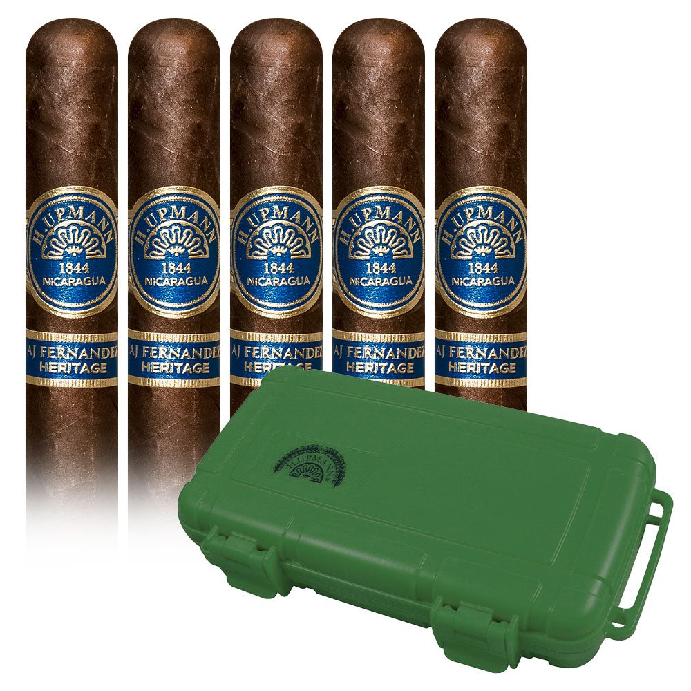 Add an H Upmann Nicaragua AJ Fernandez Heritage 5 pack and Cigar Caddy Green ($103.75 value) for only $4.99 with box purchase of participating brands of H Upmann
*boxes 15 cigars or more, while supplies last