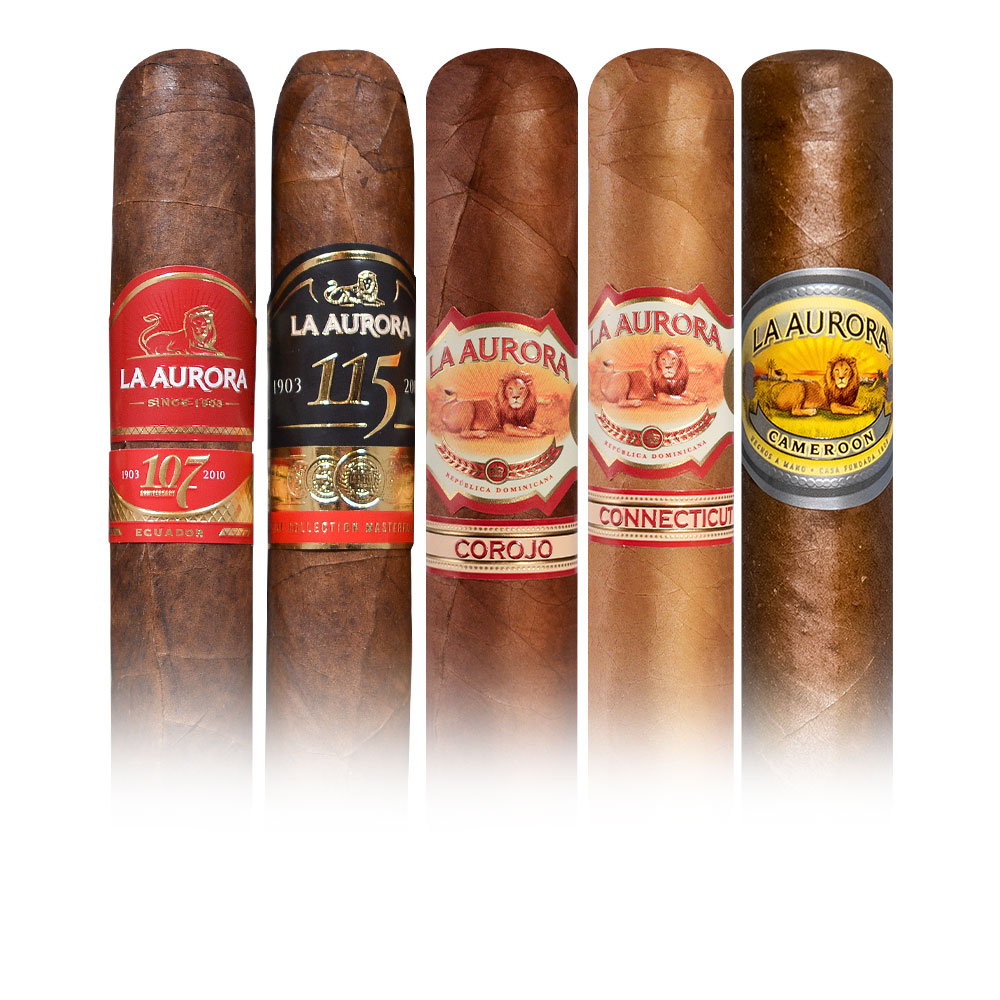 Add a La Aurora Assortment ($52.00 value) for only $1.99 with box purchase of participating brands of La Aurora
*boxes 8 cigars or more, while supplies last