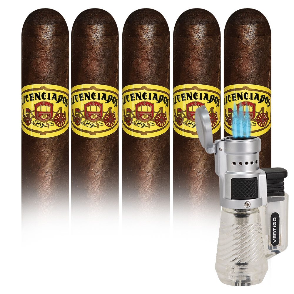 Add a Licenciados Wavell Maduro 5 pack and Vertigo Lighter ($37.75 value) for only $4.99 with box purchase of participating brands of Dominican Delicias, Puros of St James 
*boxes 20 cigars or more, while supplies last