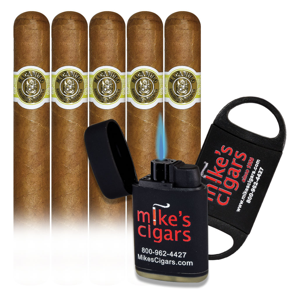 Add a Macanudo 5 pack and Mike's Lighter and Cutter ($67.50 value) for only $4.99 with box purchase of participating brands of Macanudo
*boxes 20 cigars or more, while supplies last 