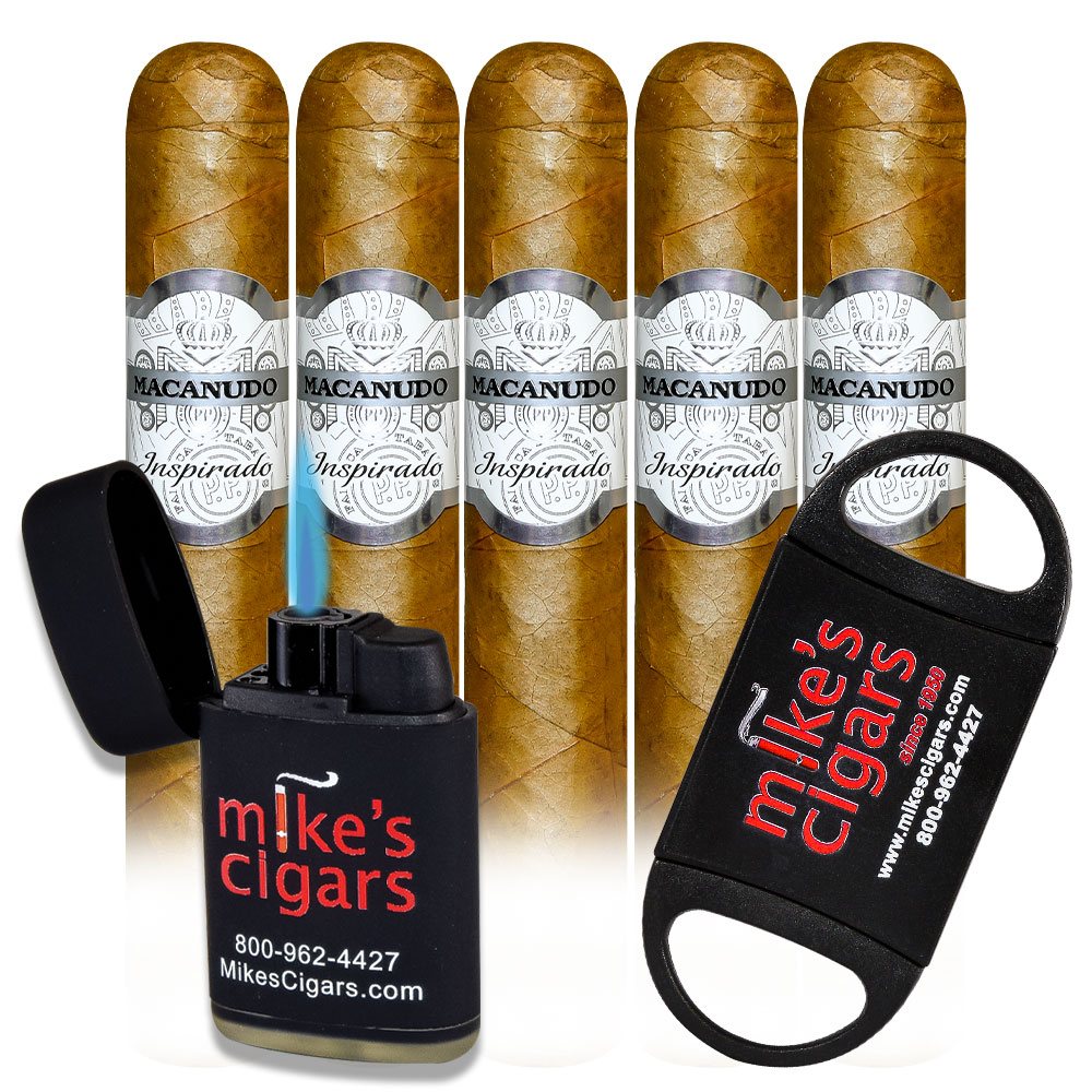 Add a Macanudo Inspirado White 5 pack and Mike's Lighter and Cutter ($67.50 value) for only $4.99 with box purchase of participating brands of Macanudo
*boxes 20 cigars or more, while supplies last