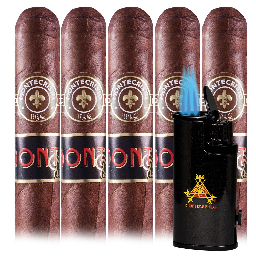Add a Monte By Montecristo 5 pack and Warrior Triple Torch Lighter ($115.00 value) for only $4.99 with box purchase of participating brands of Montecristo
*boxes 15 cigars or more, while supplies last