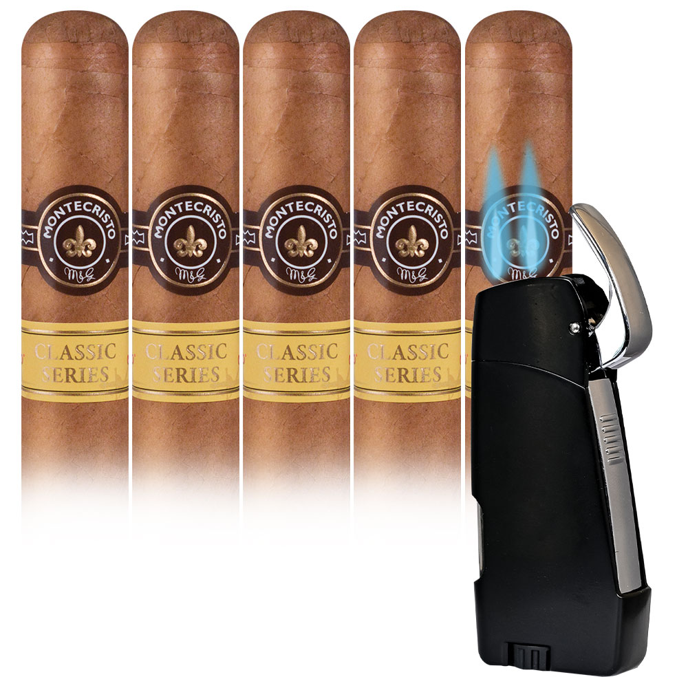 Add a Montecristo Classic 5 pack and Razor Double Torch Lighter ($113.25 value) for only $4.99 with box purchase of participating brands of Montecristo
*boxes 15 cigars or more, while supplies last