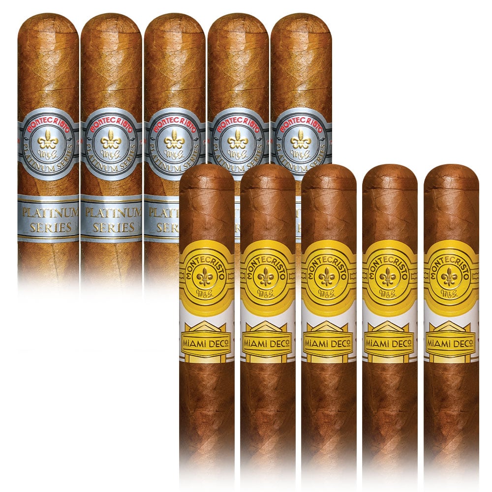 Add a Montecristo Platinum 5 pack and Miami Deco 5 pack ($151.00 value) for only $9.99 with box purchase of participating brands of Montecristo
*boxes 15 cigars or more, while supplies last