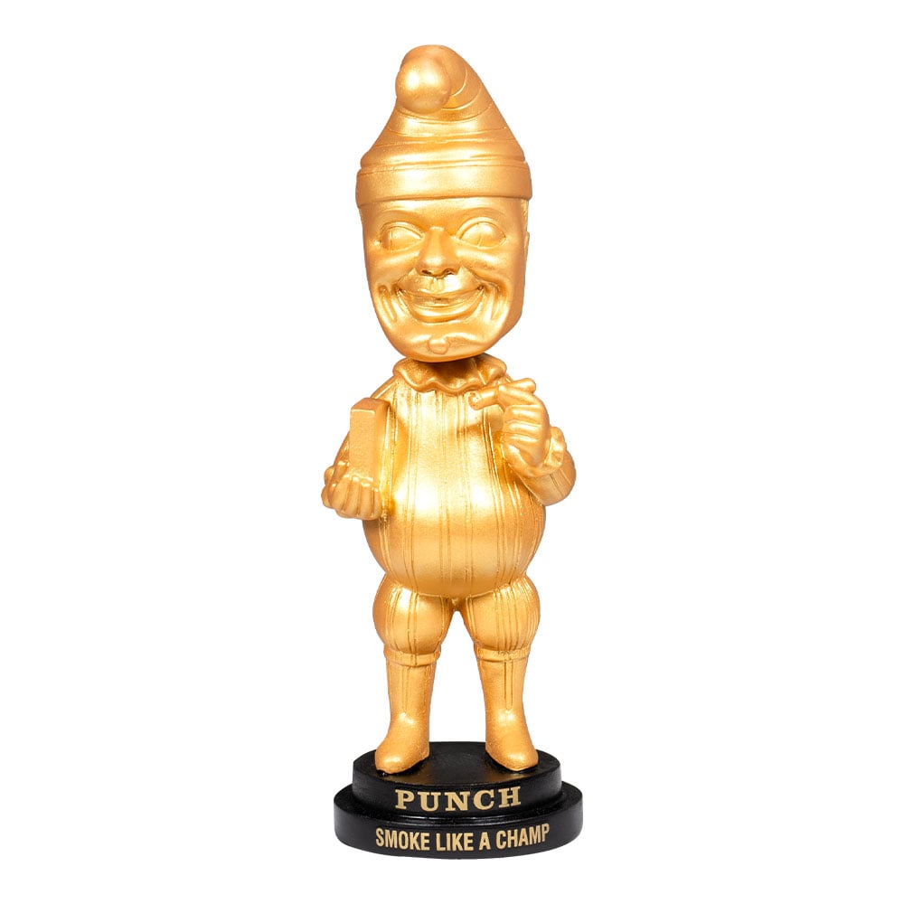 Add a BONUS BUY! Punch Bobble Head Gold Trophy ($60.00 value) for only $15.00 with box purchase of participating brands of Punch
*boxes 20 cigars or more, while supplies last