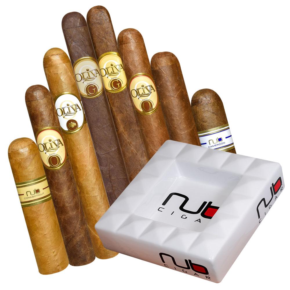 Add an Oliva 8 Cigar Sampler and Nub Ashtray ($160.00 value) for only $14.99 with box purchase of participating brands of Oliva, Cain, Nub
*boxes 20 cigars or more, while supplies last