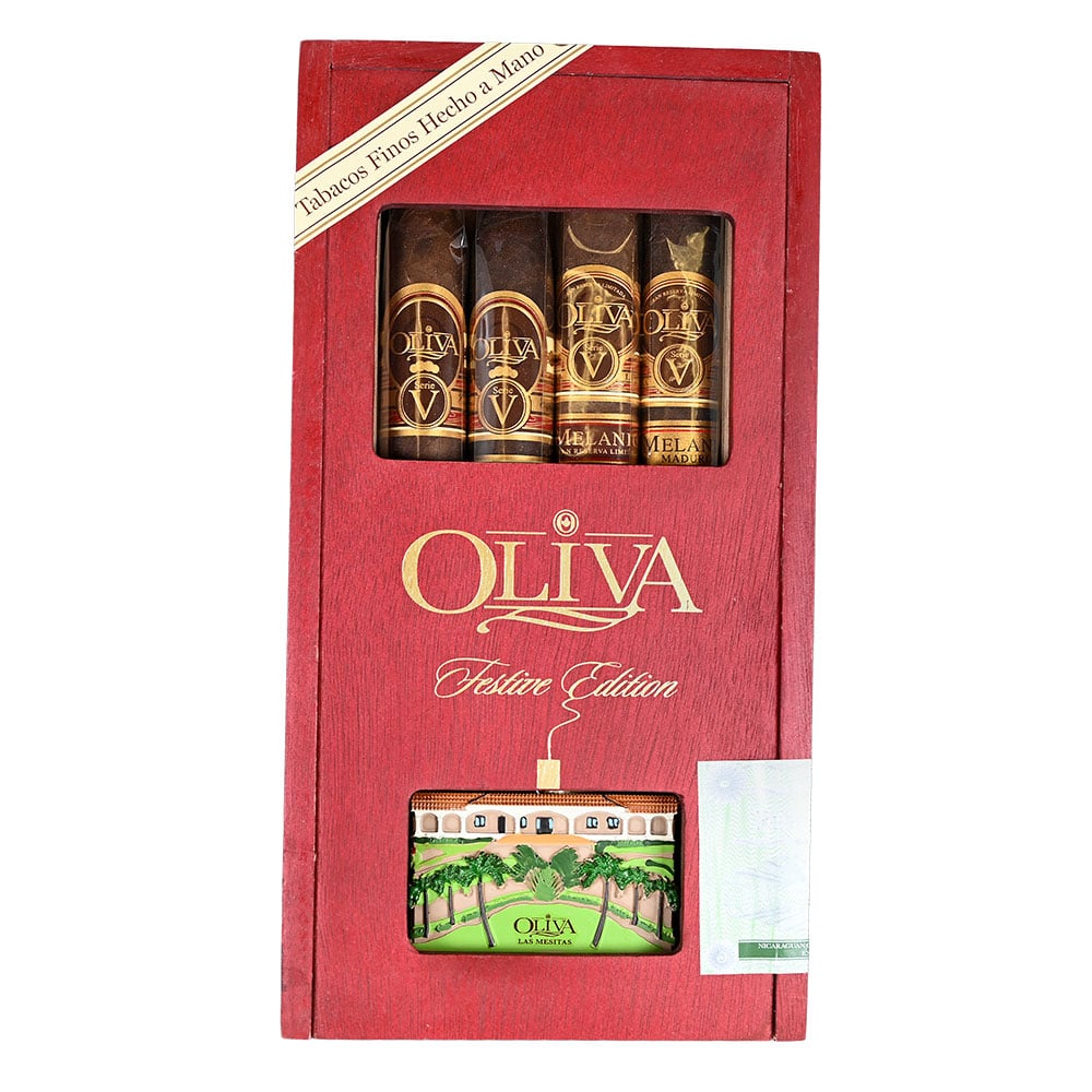 Add an Oliva Festive Sampler ($70.00 value) for only $4.99 with box purchase of participating brands of Oliva, Cain, Nub
*boxes 20 cigars or more, while supplies last
