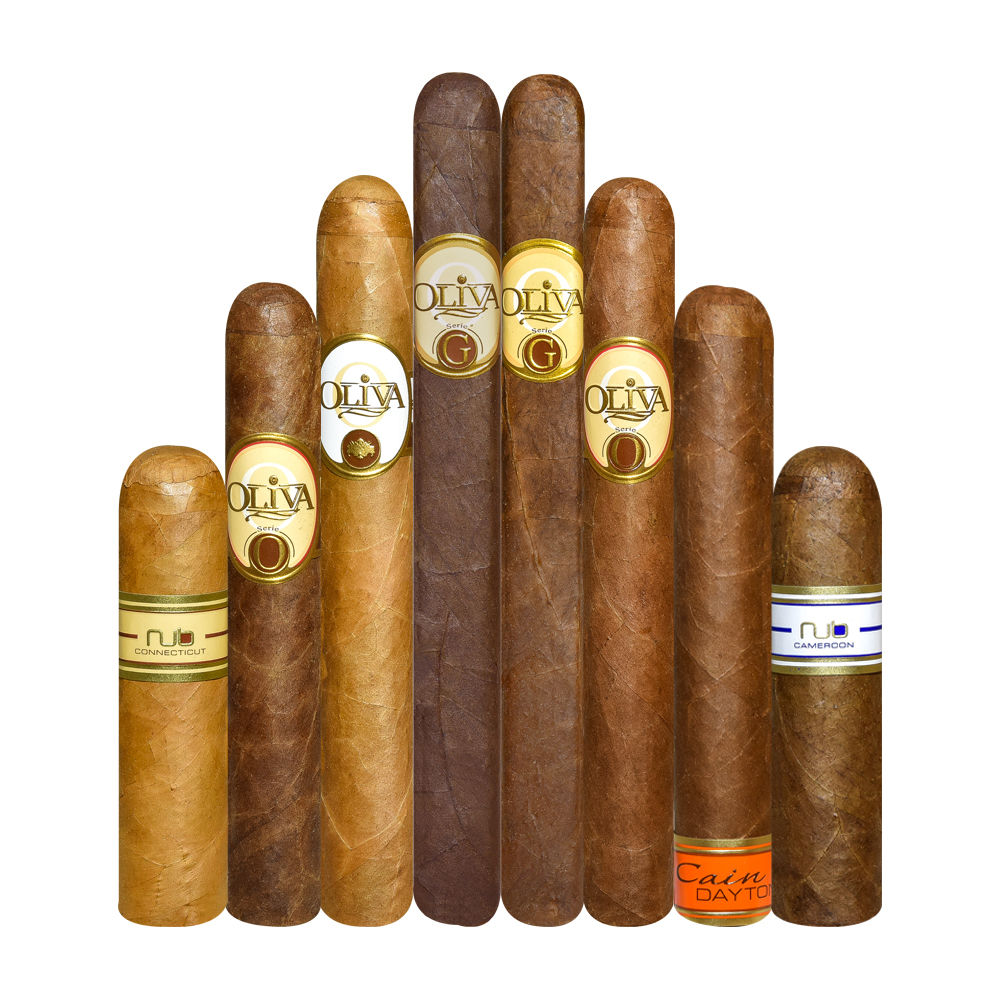 Add a BONUS BUY! Oliva 8 Cigar Sampler ($52.80 value) for only $25.00 with box purchase of participating brands of Oliva, Cain, Nub  & Cuba Aliados
*boxes 20 cigars or more, while supplies last