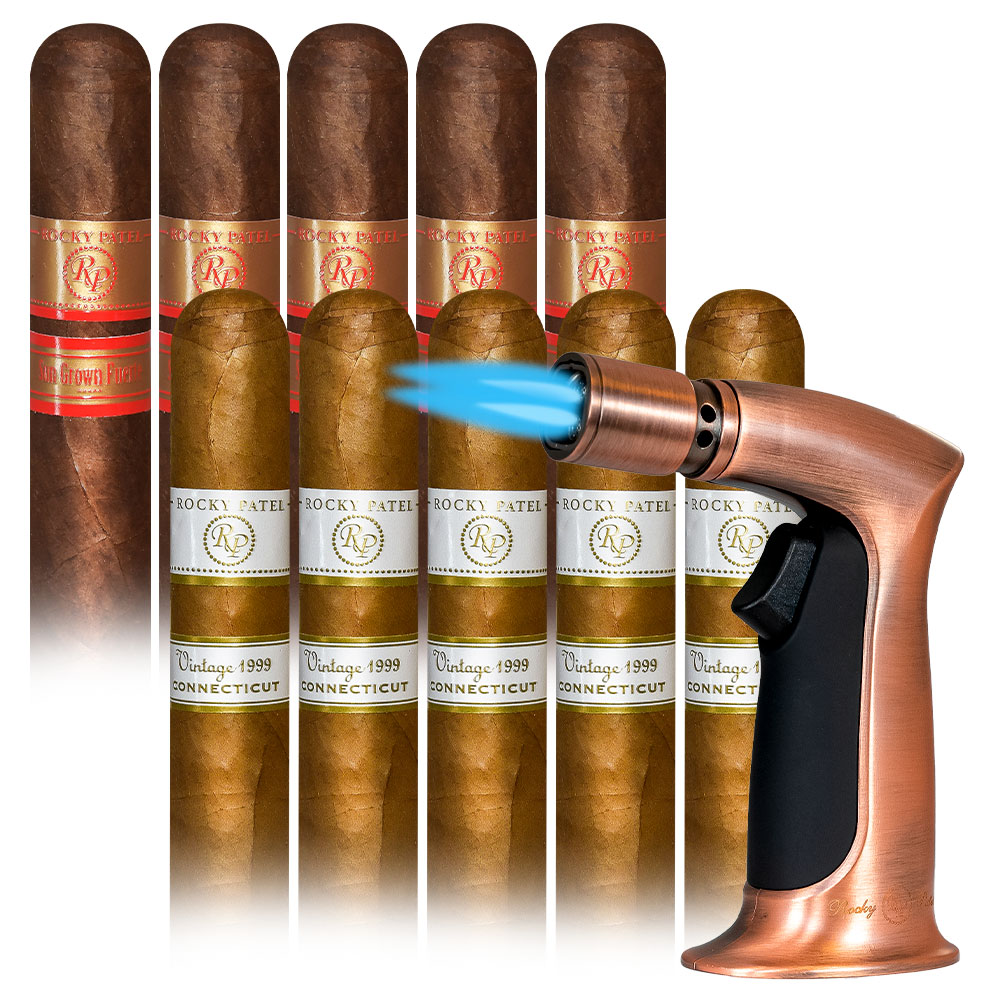 Add 10 Rocky Patel cigars and a Jobon Torch lighter ($205.25 value) for $4.99 with box purchase of participating brands of Java, Rocky Patel
*boxes 20 cigars or more, while supplies last