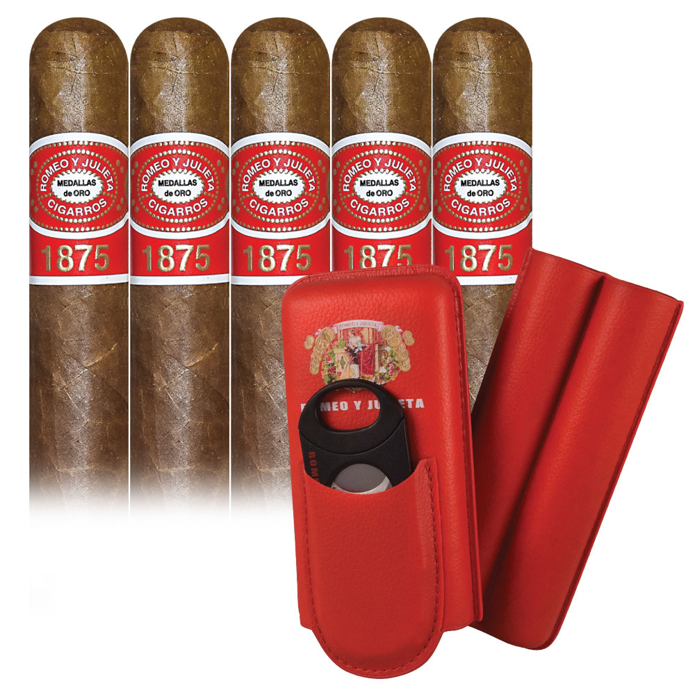 Add a Romeo Y Julieta 1875 5 pack and Cigar Case and Cutter Gift Set ($104.50 value) for only $4.99 with box purchase of participating brands of Romeo y Julieta
*boxes 20 cigars or more, while supplies last