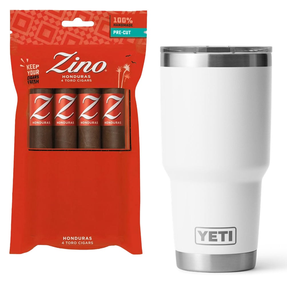 Add a Zino Honduras Toro Fresh Pack and Yeti Cup ($74.00 value) for only $4.99 with box purchase of participating brands of Zino
*boxes 20 cigars or more, while supplies last