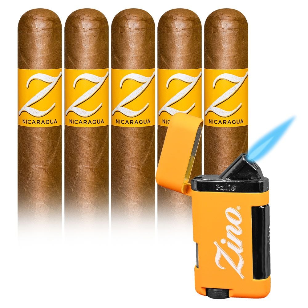 Add a Zino Nicaragua 5 Pack and Palio Lighter ($64.00 value) for only $4.99 with box purchase of participating brands of Zino
*boxes 20 cigars or more, while supplies last